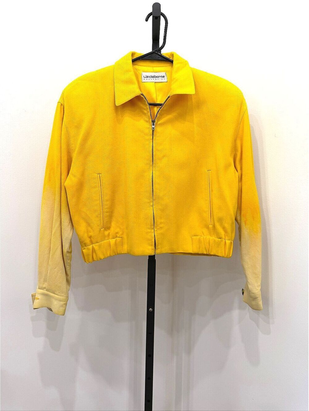 Liz Claiborne Collection Yellow Zip-Up Jacket with Gradient Sleeves Size 4